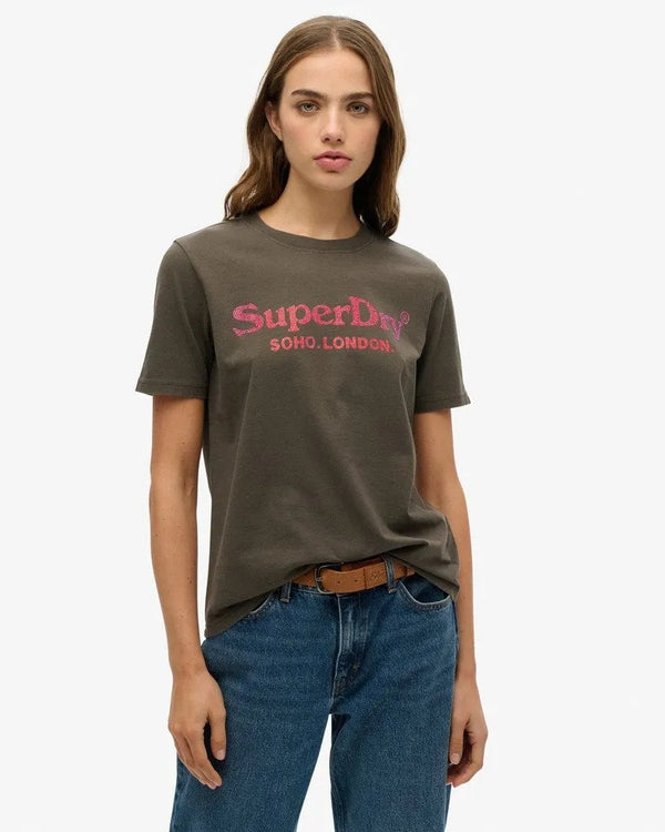 Camiseta Manga Corta Para Mujer Venue Metallic Relaxed Tee