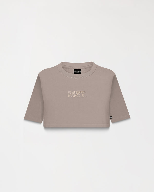 AMAL CROP TOP TAUPE GRAY