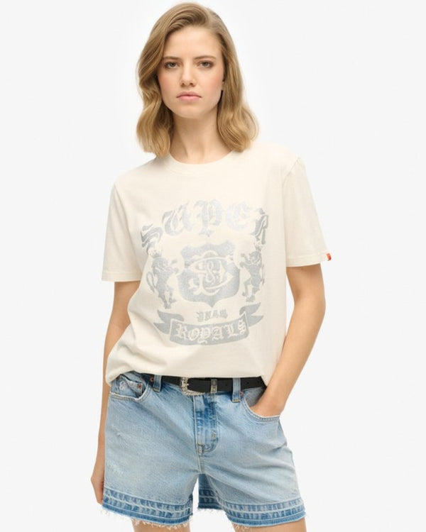 Camiseta Manga Corta Para Mujer Embellish Varsity Relaxed Tee