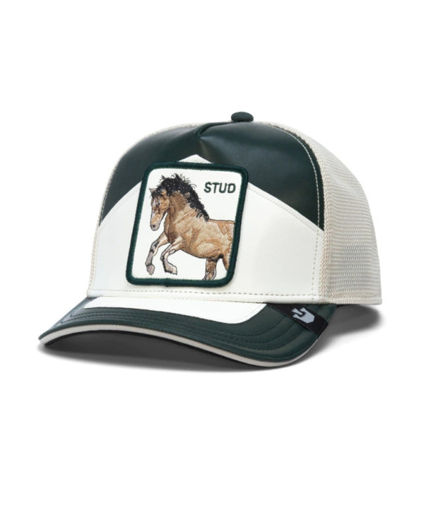 MOTO STUD CABALLO CUERO GREEN